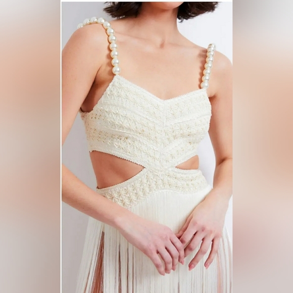 PatBO Fringe Beach Dress with Pearl Straps - Picture 3 of 16